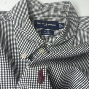 Ralph Lauren Golf Tilden Shirt Men XL Black Gignham Mini Check‎ L/S Button Pony